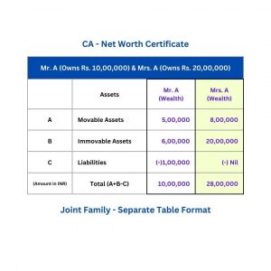 Joint Family Networth Report Format