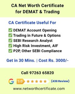 CA Net Worth Certificate for DEMAT Trading F&O