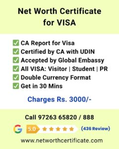 Net Worth Certificate for VISA - CA Report