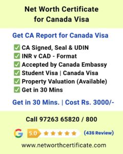 CA Report Net Worth Certificate for Canada Visa